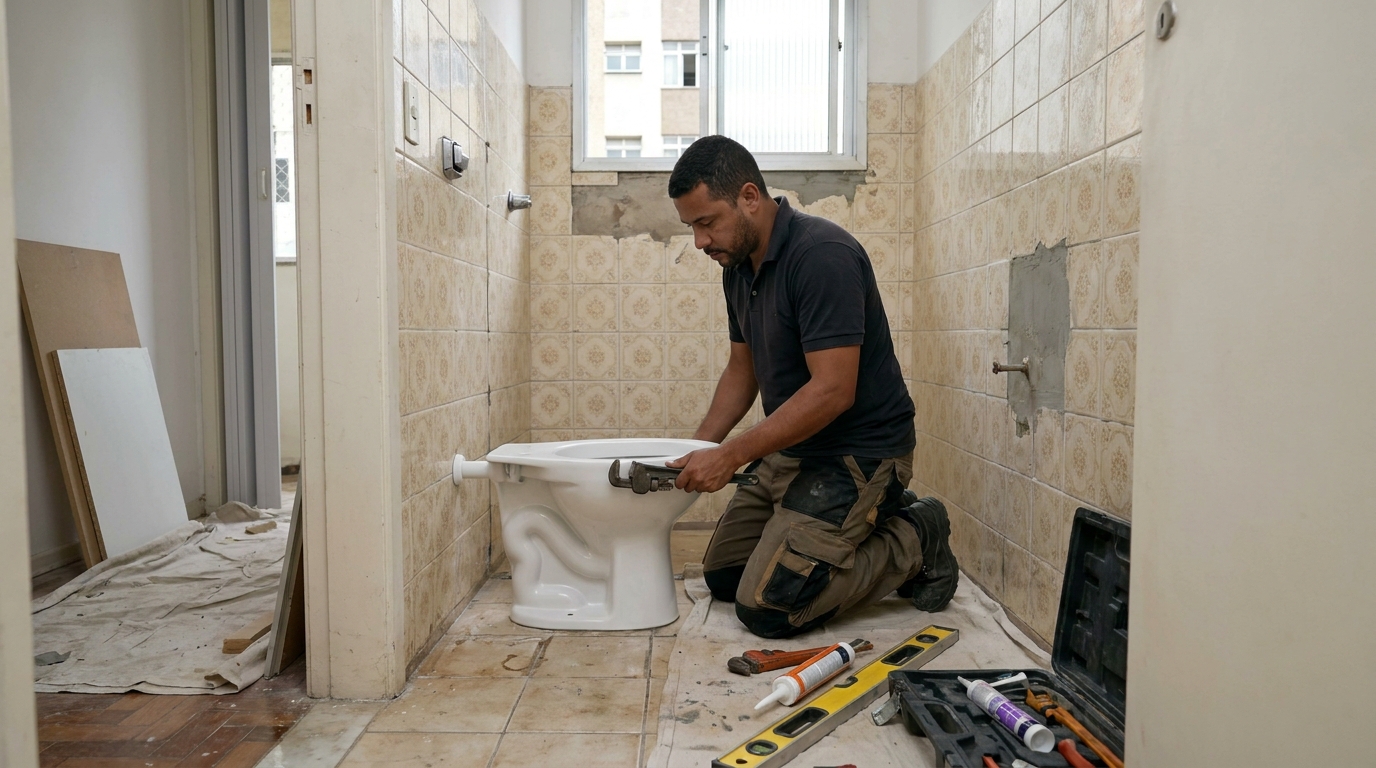 Instalação de vaso sanitário profissional em Mogi das Cruzes‑SP